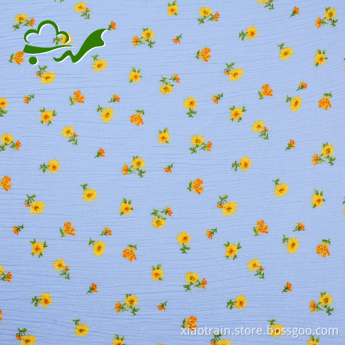 Reactive print 100% rayon crinkle fabric for dress